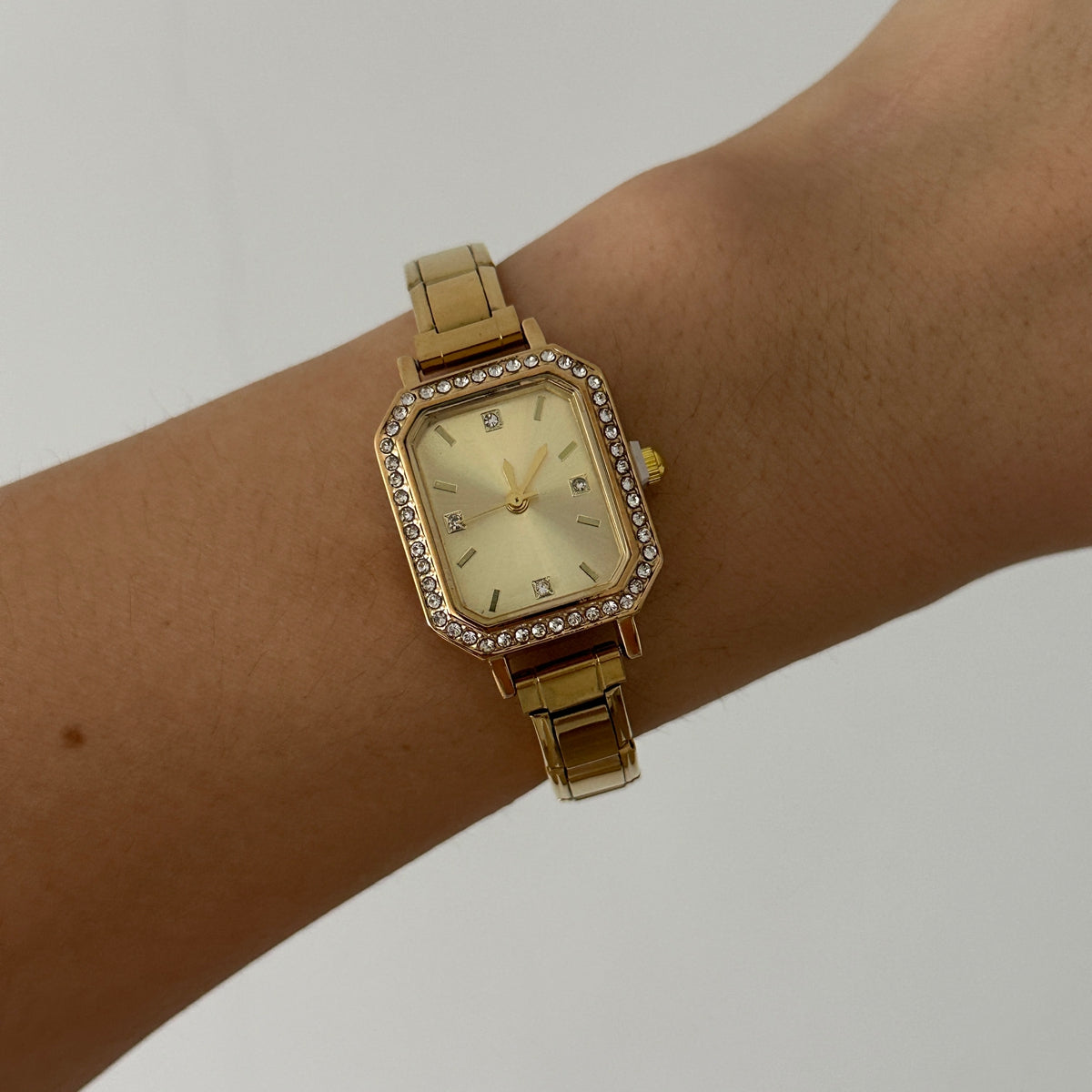 Montre doré pour charms italiens avec cadran à strass