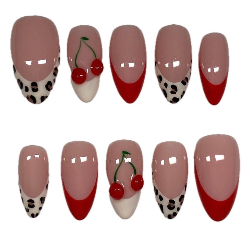 Press on nails - set cherry and cheetah
