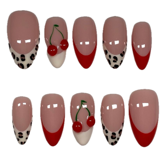 Press on nails - set cherry and cheetah